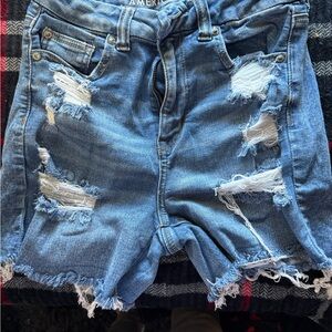 American Eagle Outfitters Women's Ripped Blue Jean Shorts